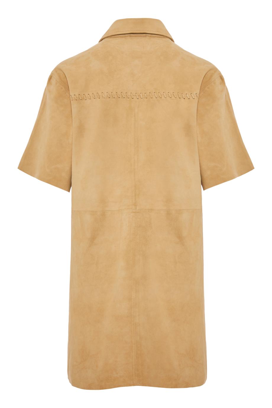 Chloe suede mini shirt dress in fawn