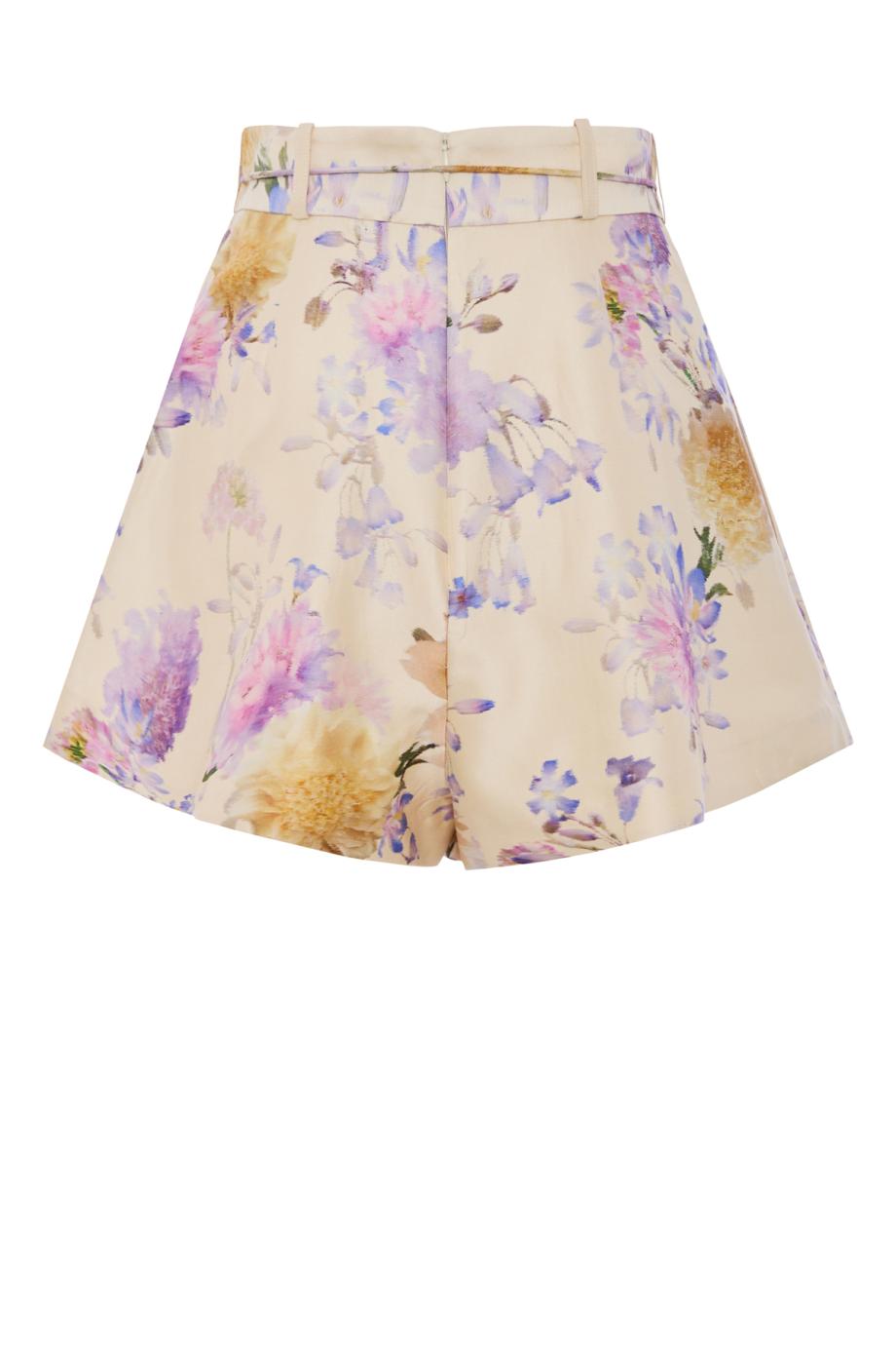 Luna Tuck printed silk and cotton shorts in dahlia