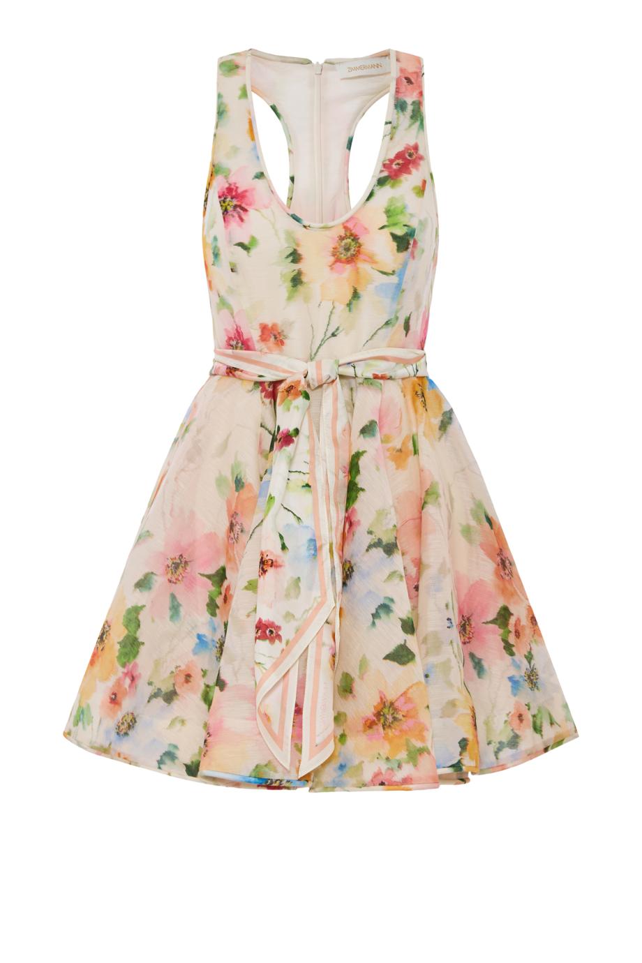 Alchemy Racer printed chiffon mini dress in neon poppy