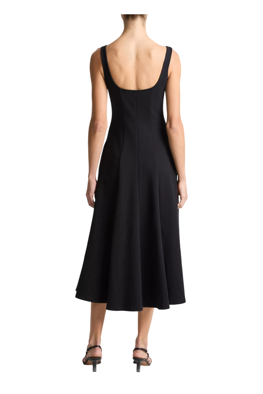 Square seamed cotton midi dress in eclipse