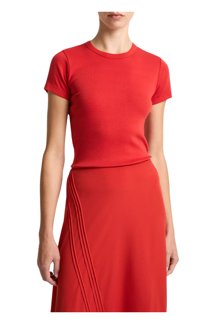Pima Cotton-Blend '90s Shrunken T-Shirt in red