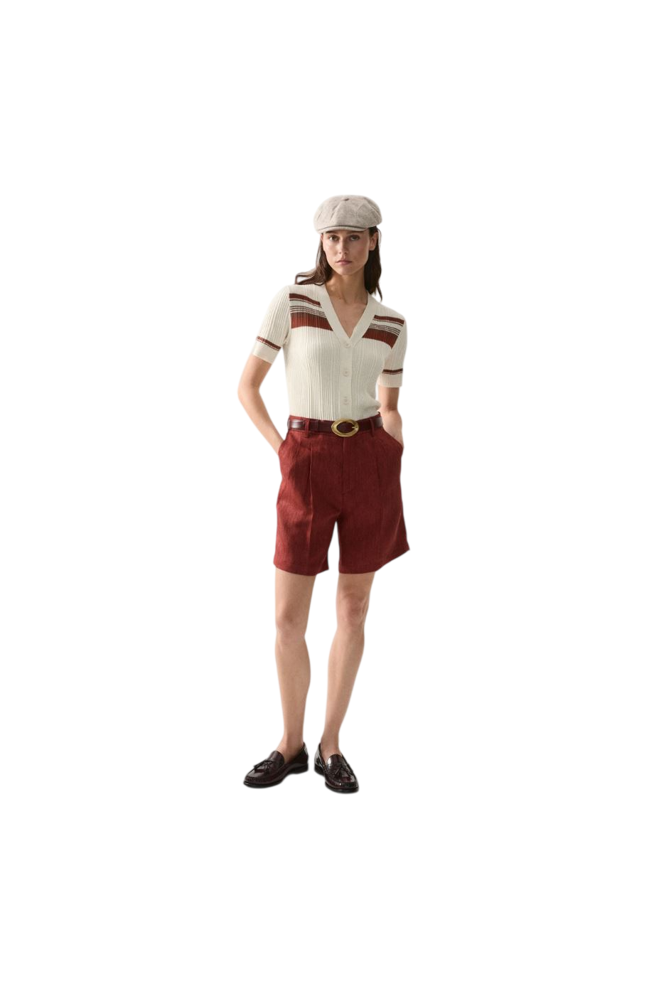 Beach linen shorts in cherry