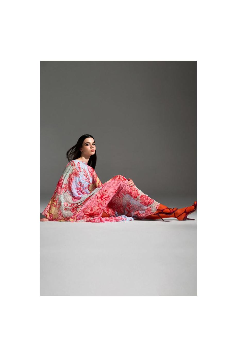 Auri fil coupe kaftan in tutti-frutti 