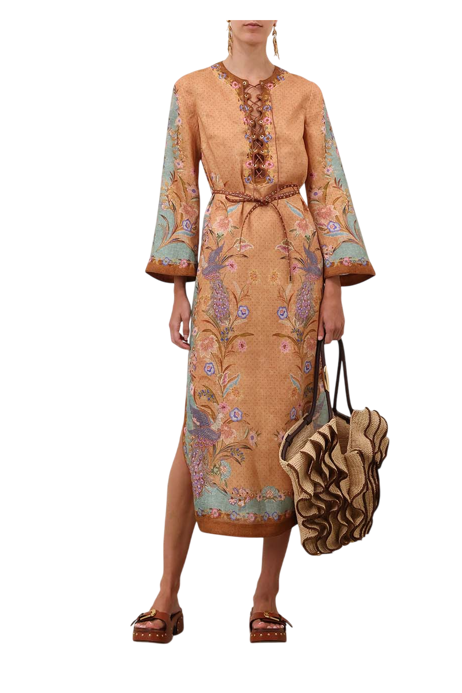 Indra printed linen tunic in floral