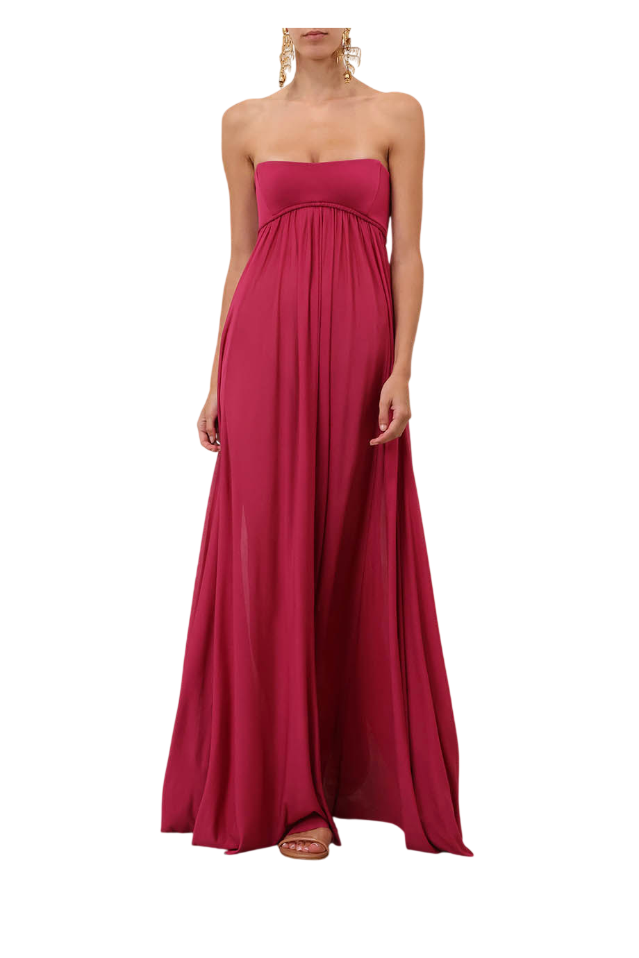 Luna pleated jersey maxi dress in fuchsia