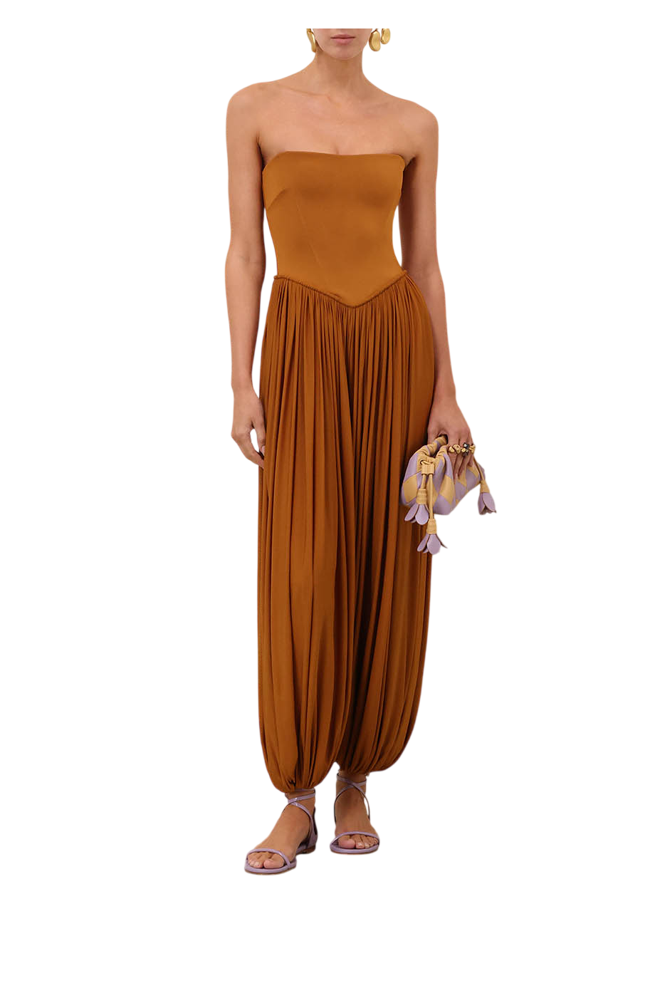 Luna jersey jumpsuit in whiskey