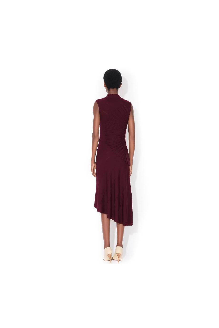 Sculpt knitted wool maxi dress in burgundy 