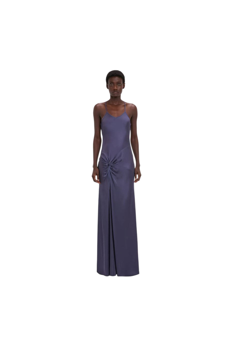 Draped satin gown in eclipse