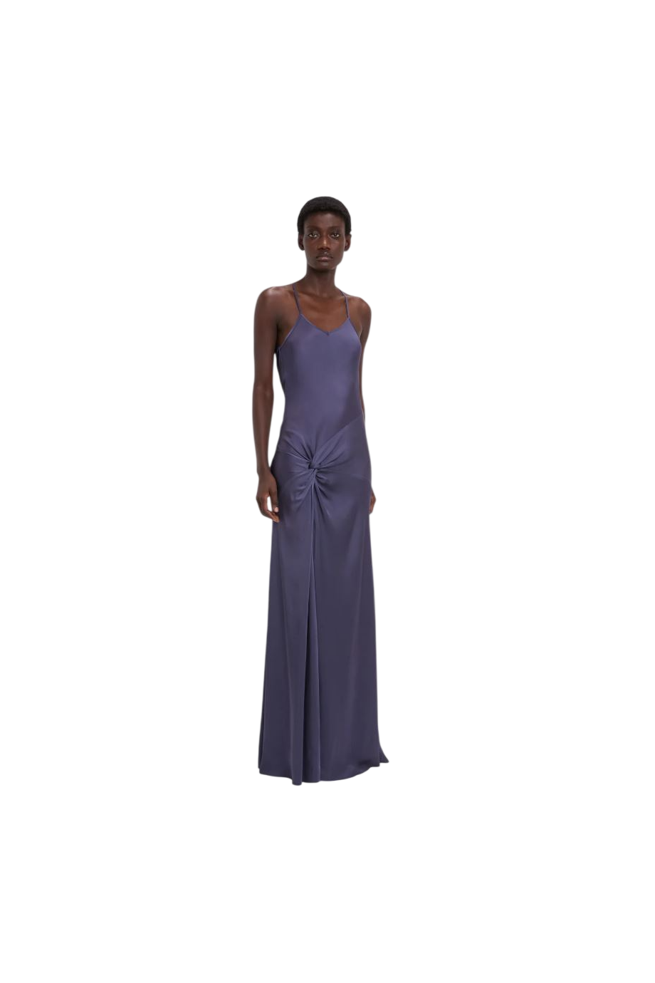 Draped satin gown in eclipse