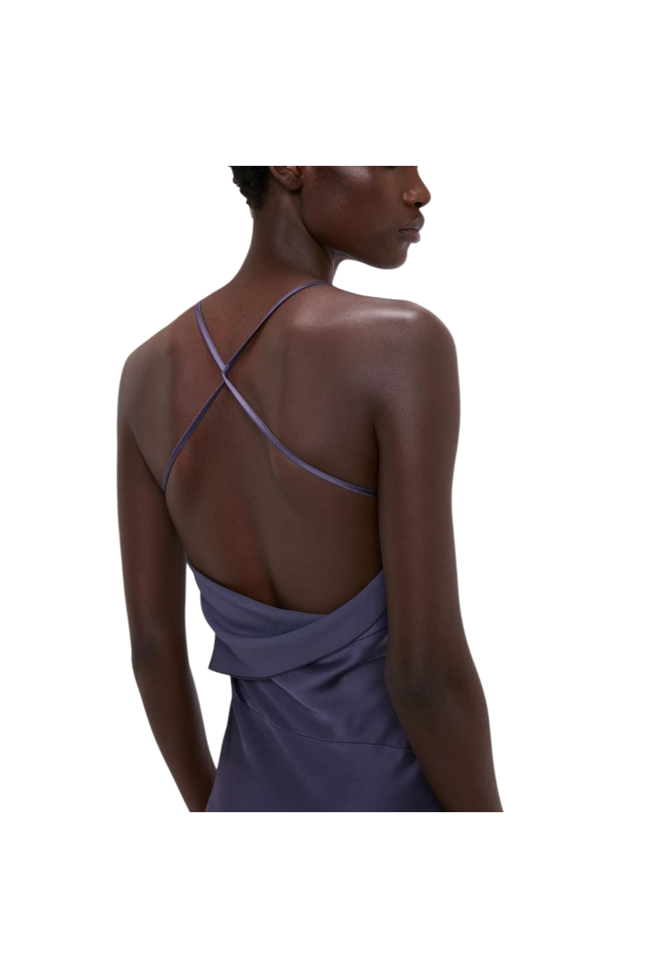 Draped satin gown in eclipse