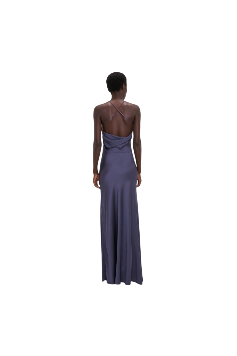 Draped satin gown in eclipse