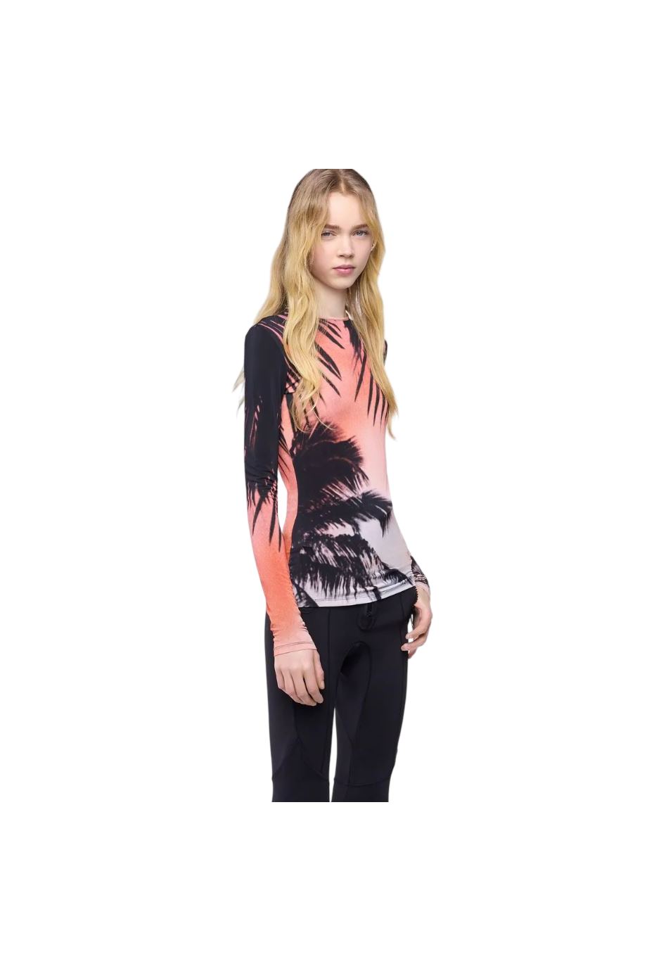 Printed jersey top in orange