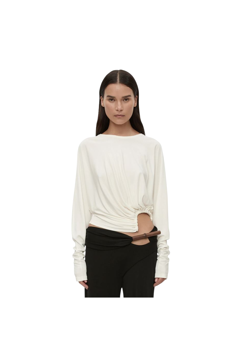 Manto ruched jersey top in white