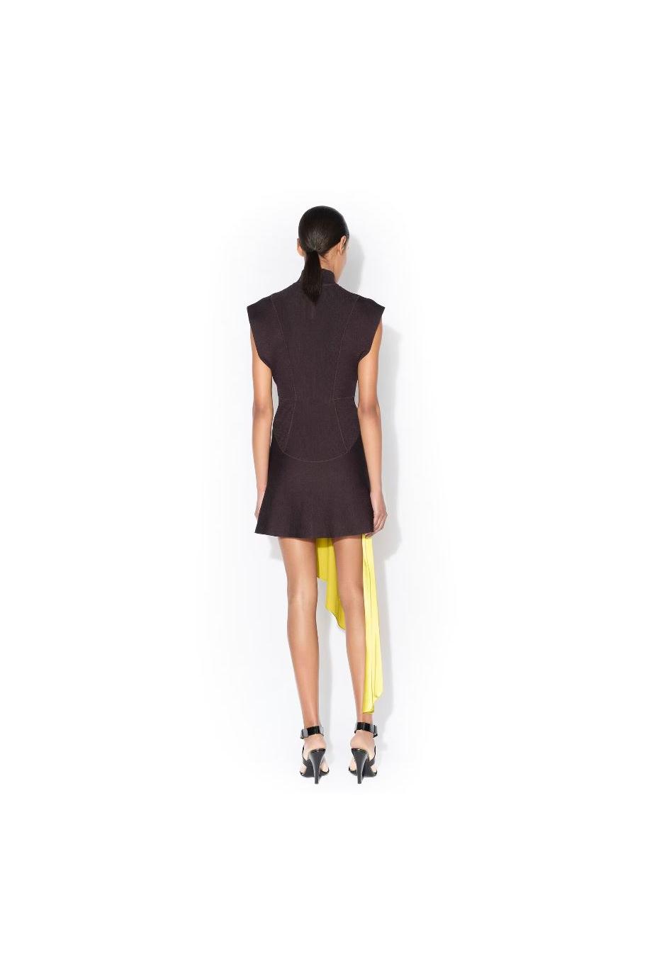 Crepe mini dress in aubergine 