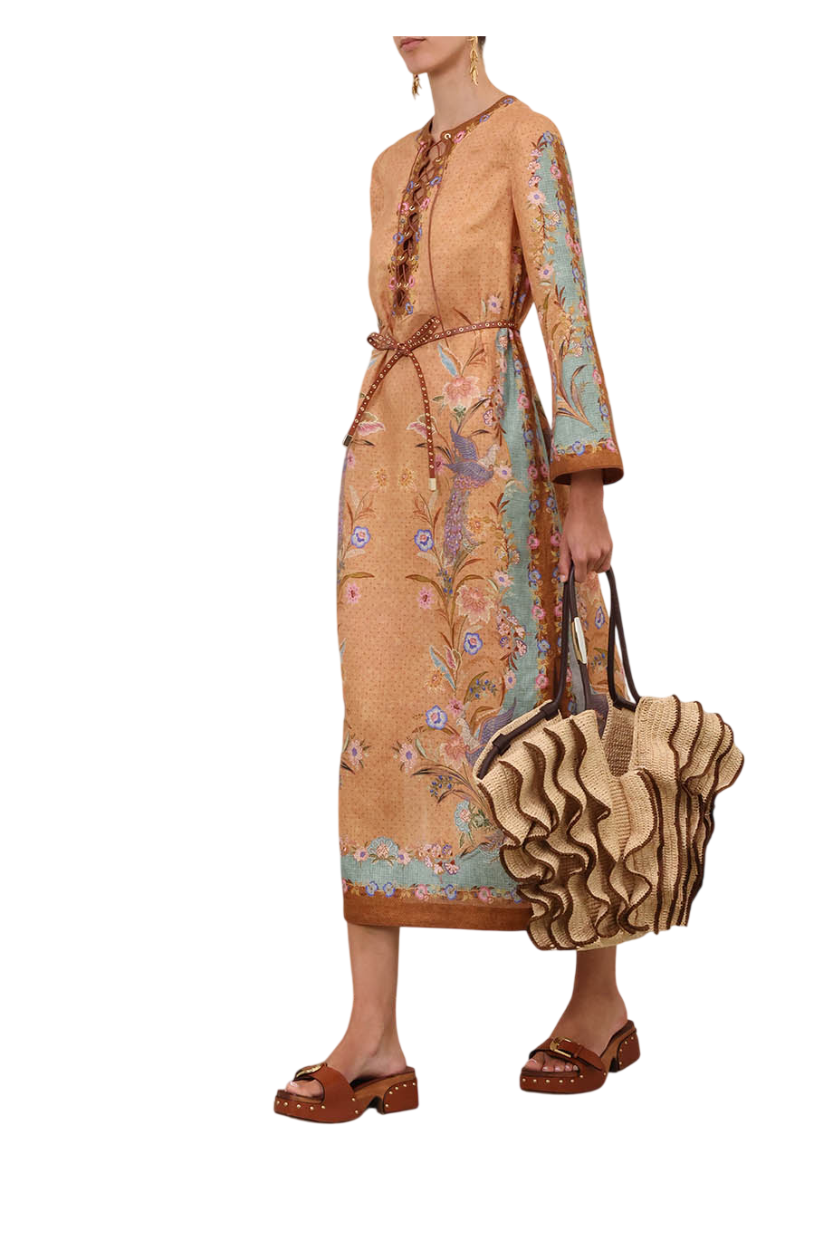 Indra printed linen tunic in floral