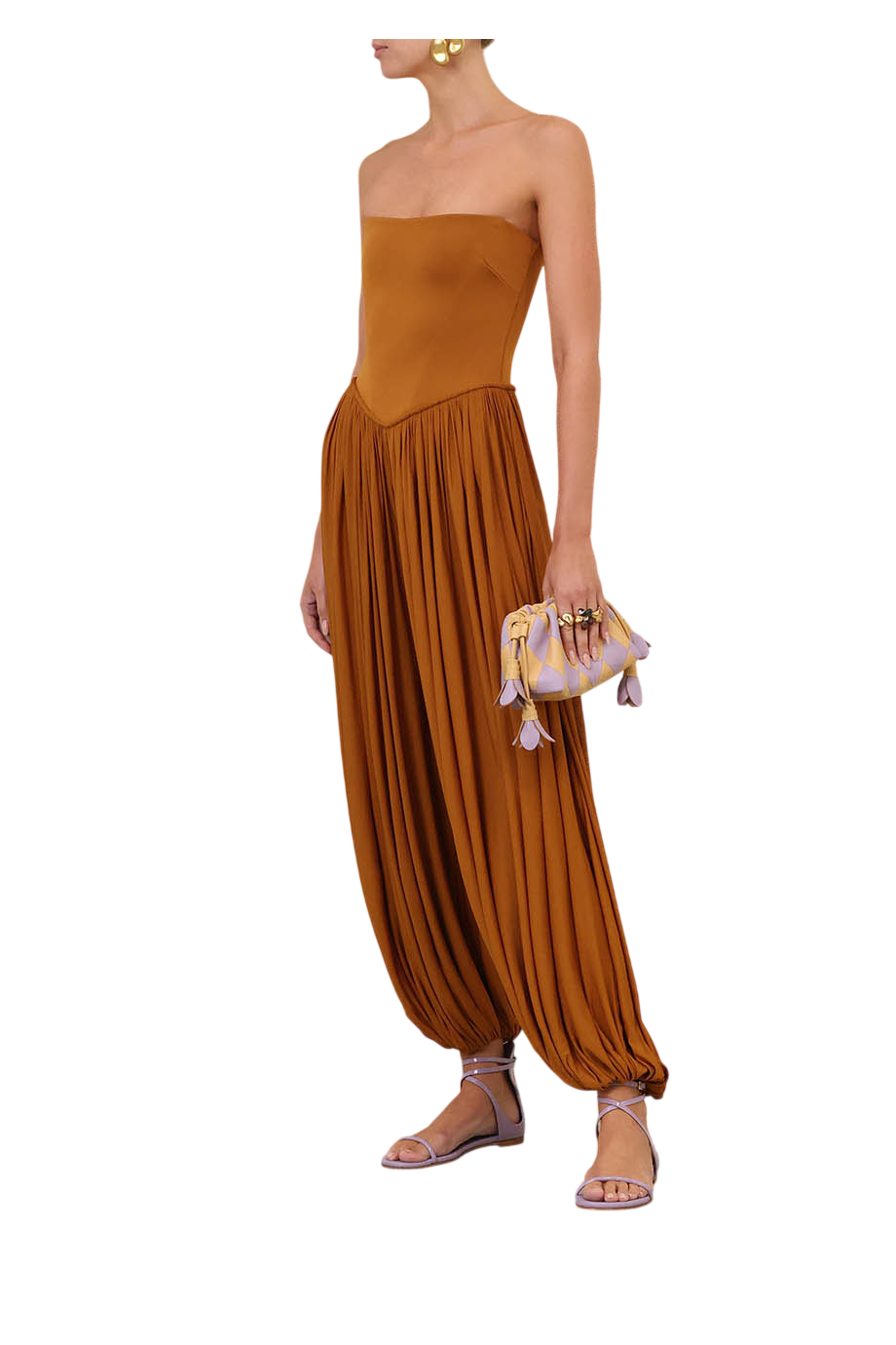 Luna jersey jumpsuit in whiskey