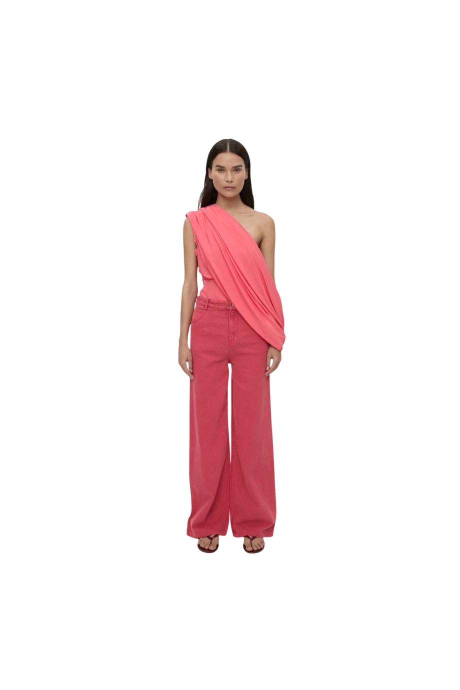 Relaxed denim jeans in watermelon