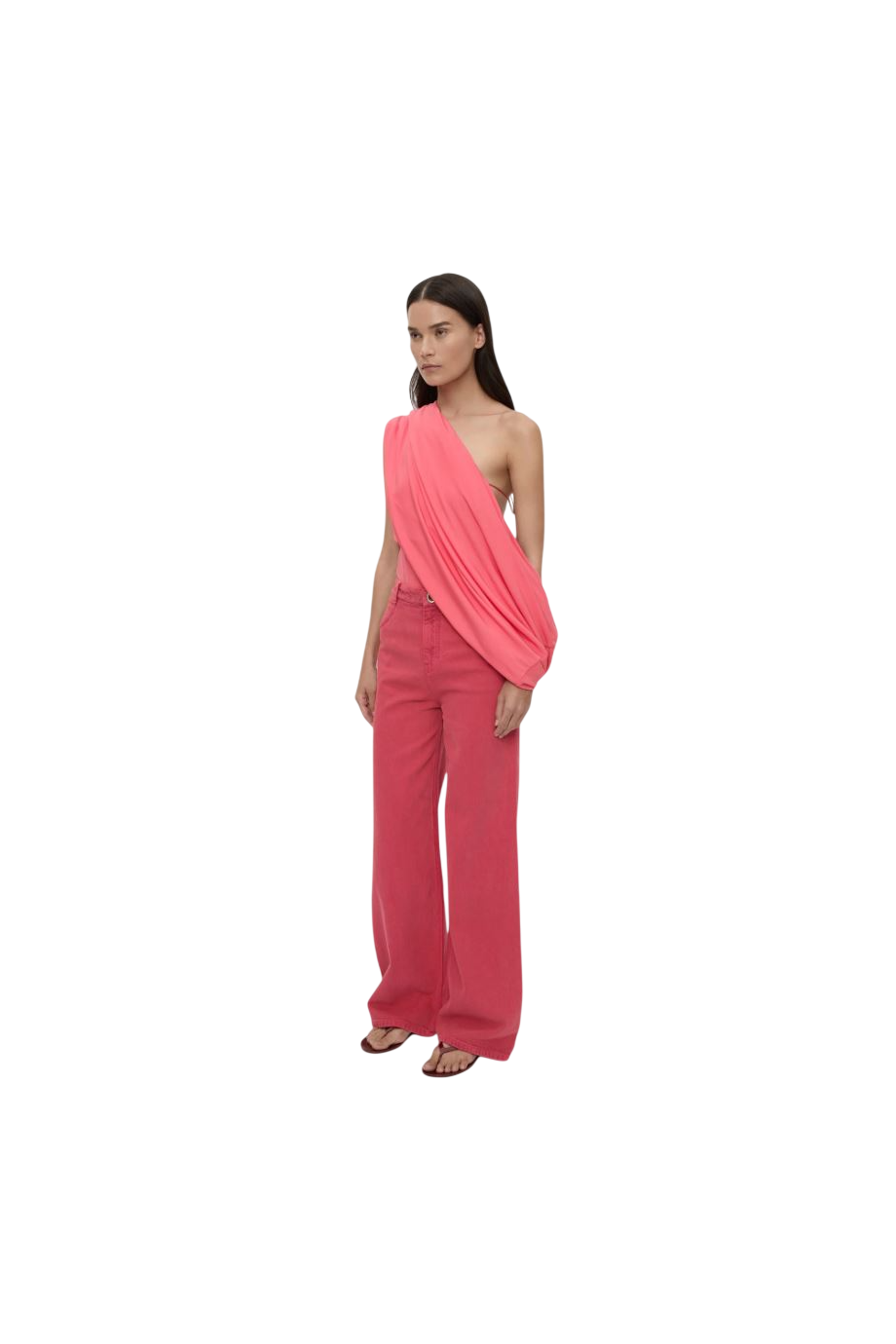 Relaxed denim jeans in watermelon