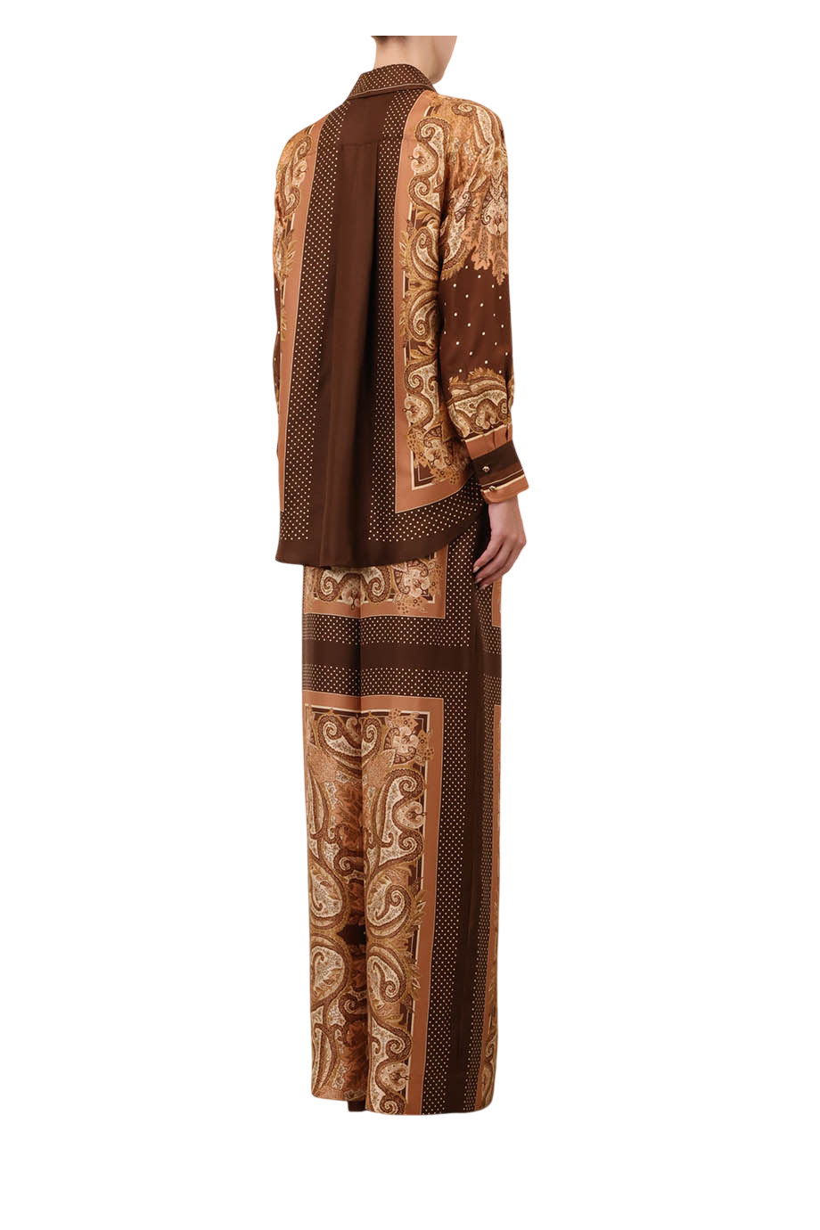 Luna printed silk shirt in caramel