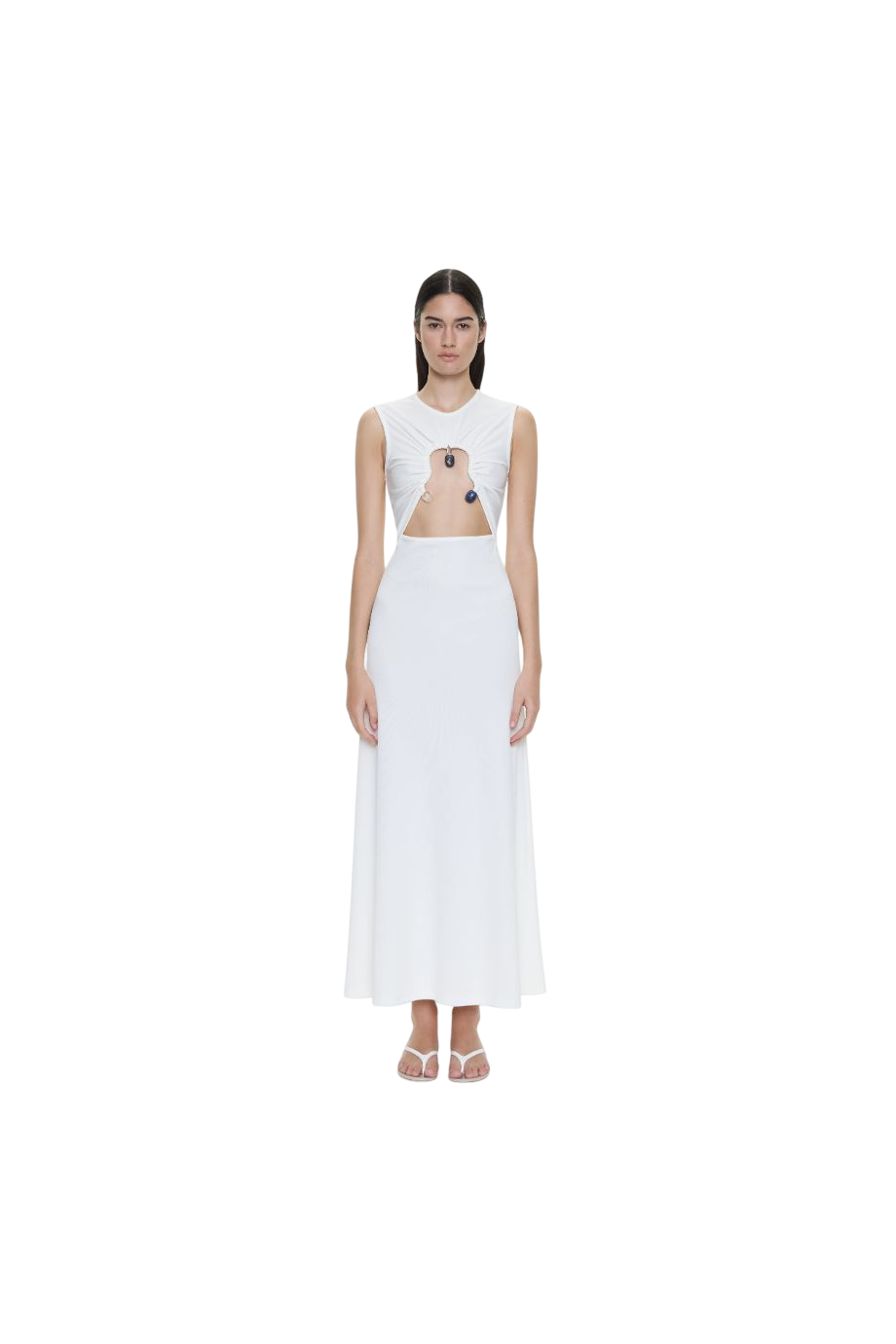 Hiero embellished jersey maxi dress in white