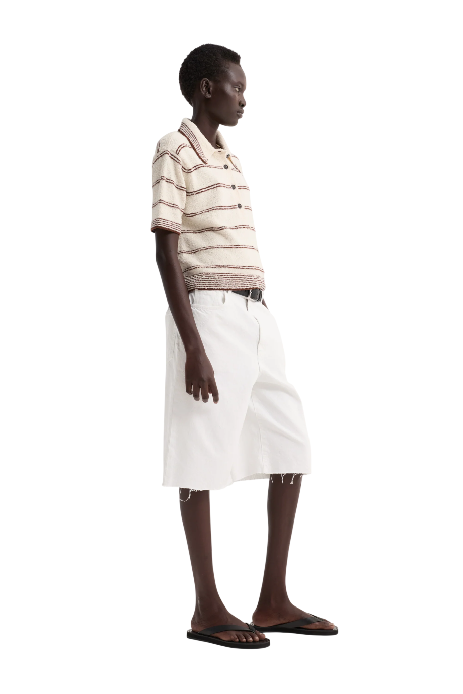 Knitted cotton top in cream