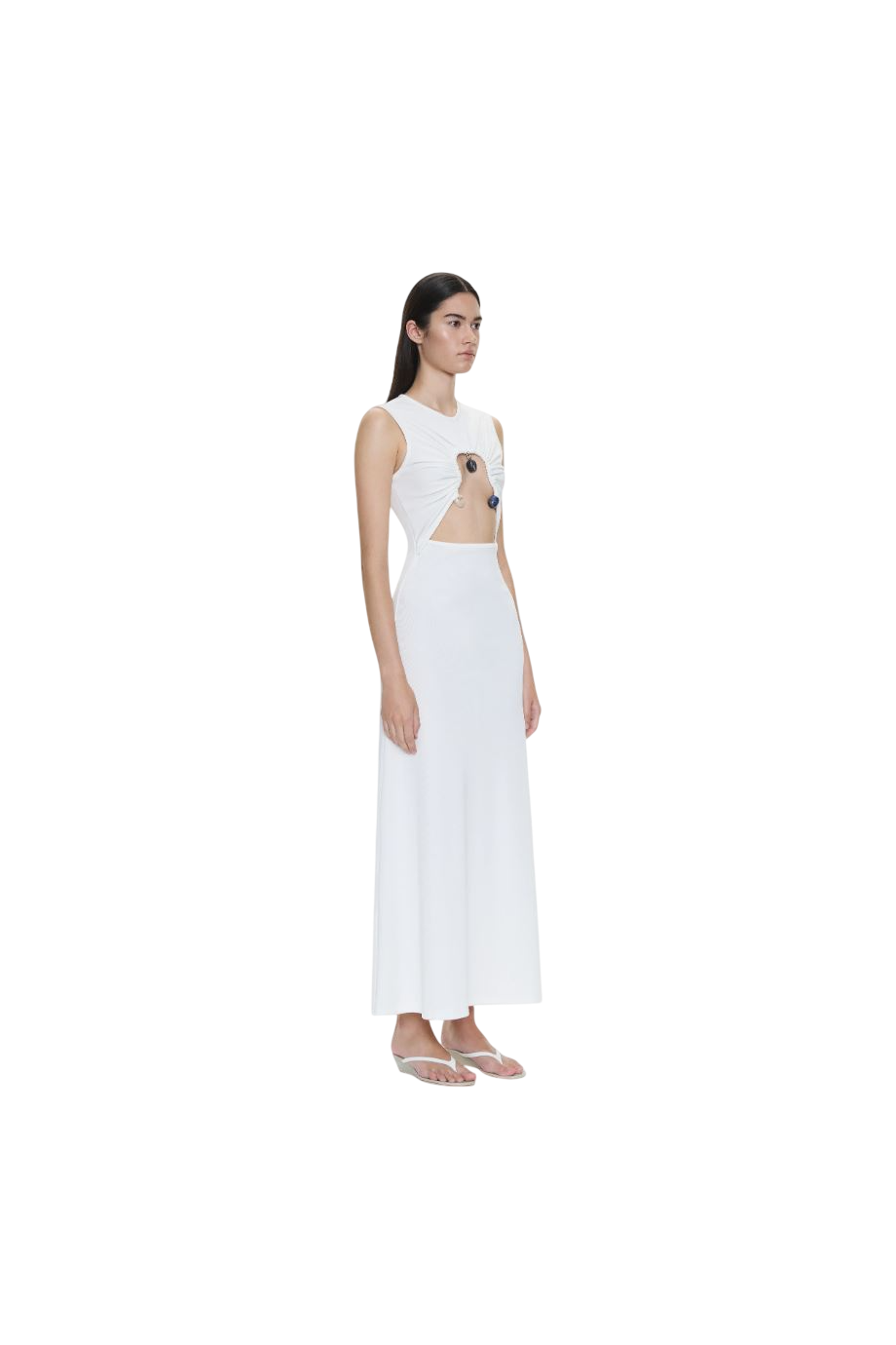 Hiero embellished jersey maxi dress in white