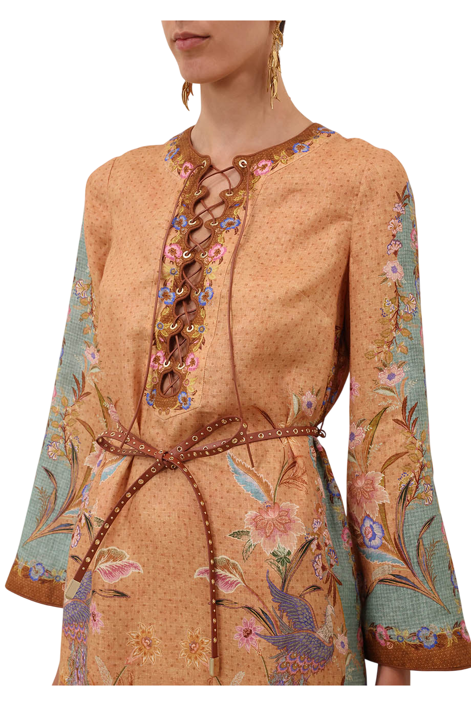 Indra printed linen tunic in floral