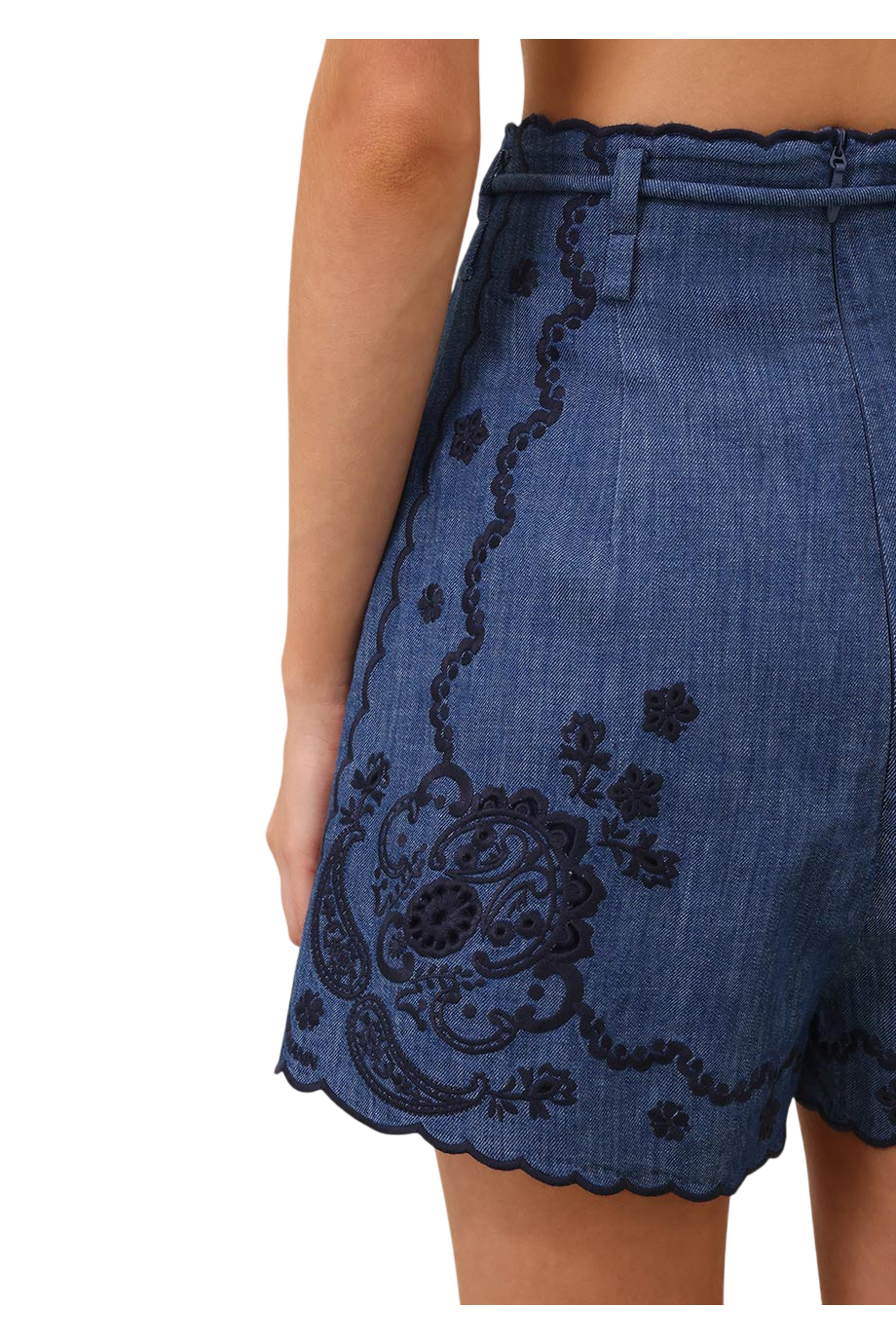 Aster embroidered denim shorts in blue