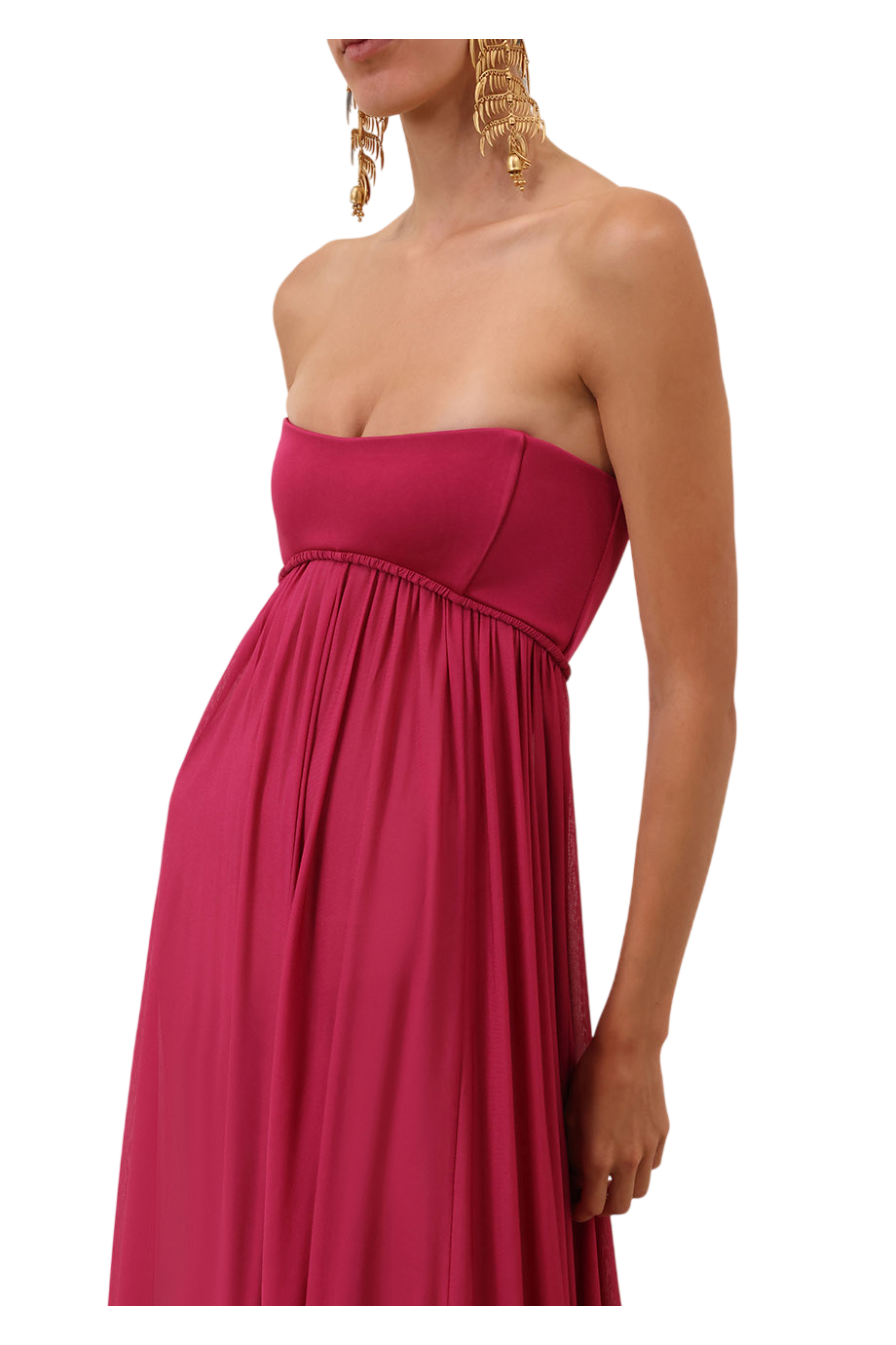 Luna pleated jersey maxi dress in fuchsia