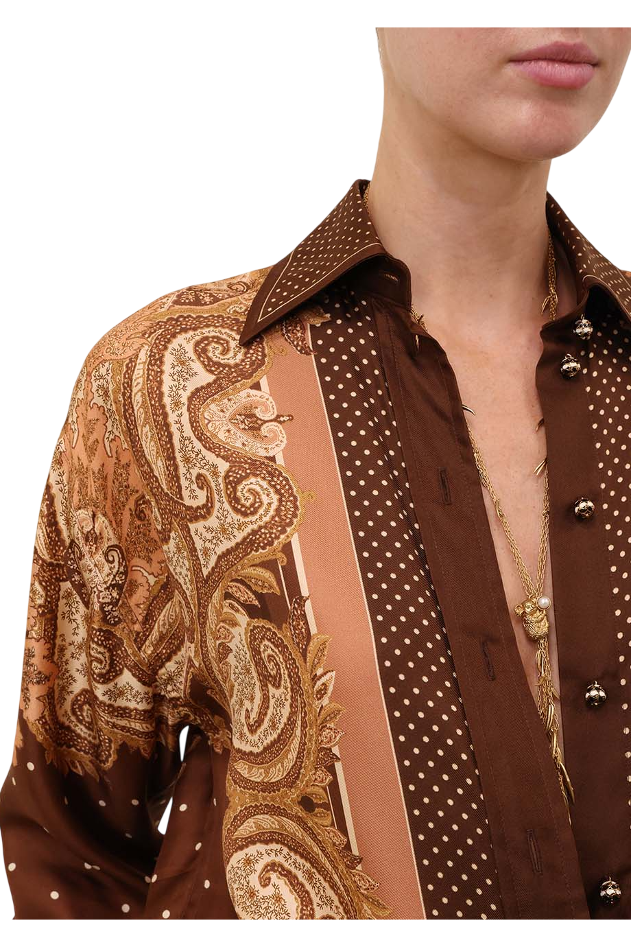 Luna printed silk shirt in caramel