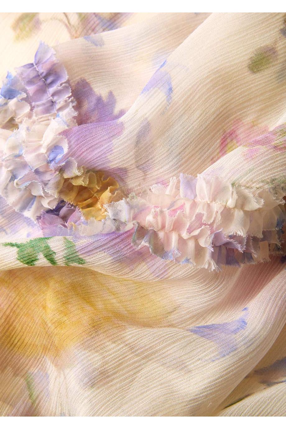 Luna printed chiffon blouse in dahlia