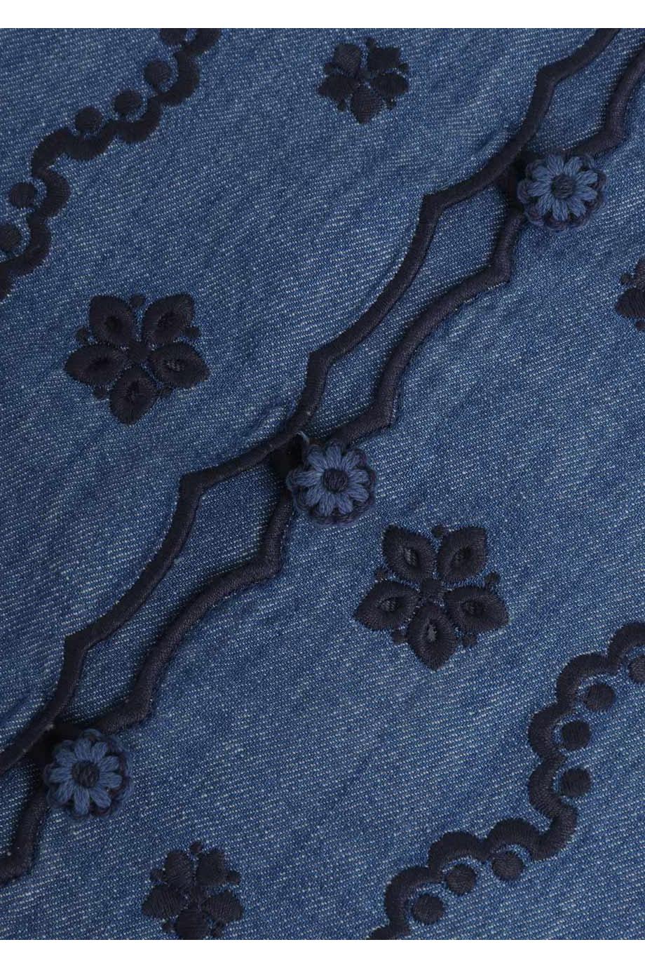 Aster embroidered denim shirt in blue