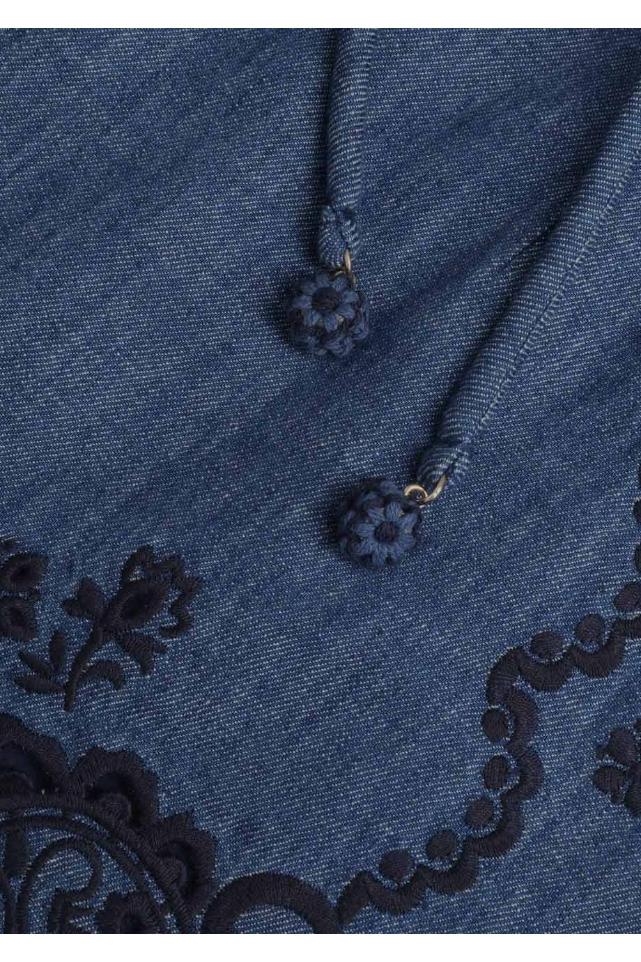 Aster embroidered denim shorts in blue