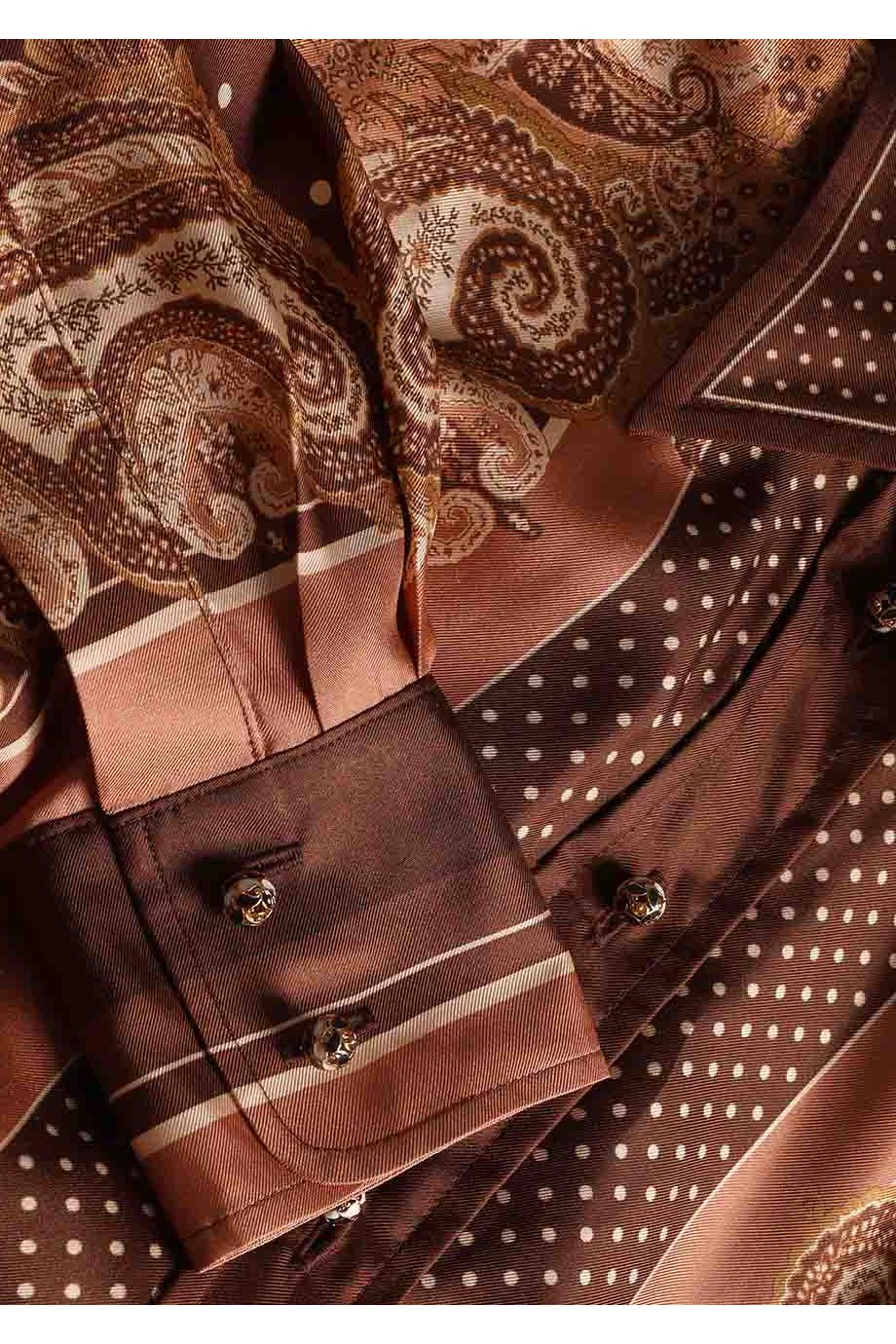 Luna printed silk shirt in caramel