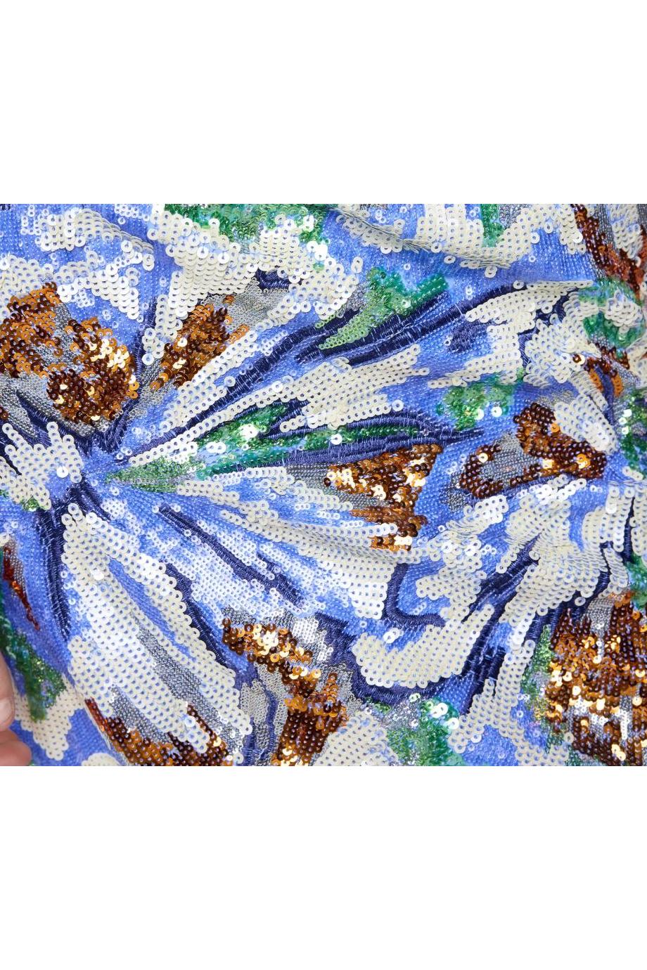 Abstract sequinned midi skirt in multicolor 