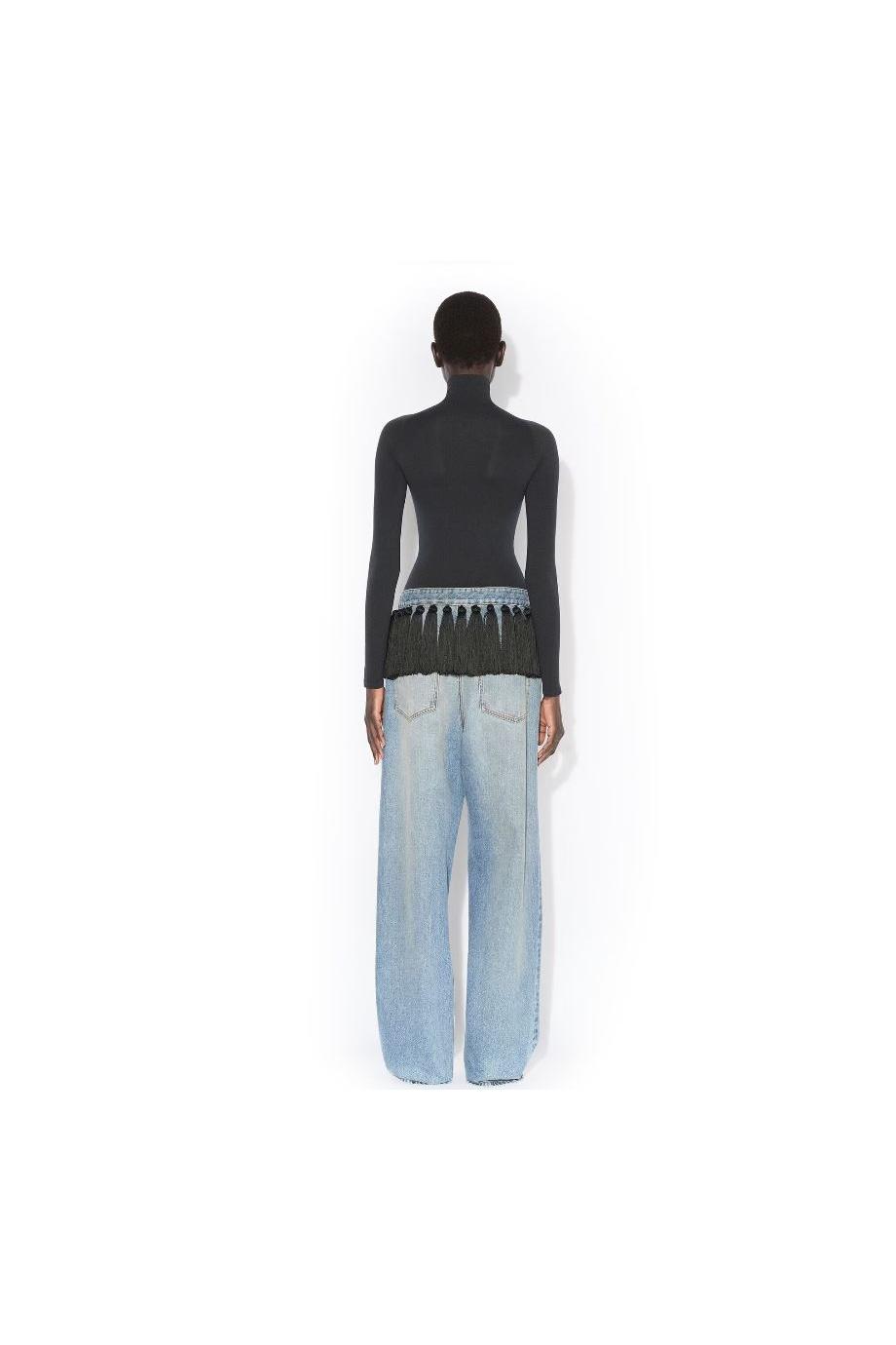 Tasseled denim pants in blue