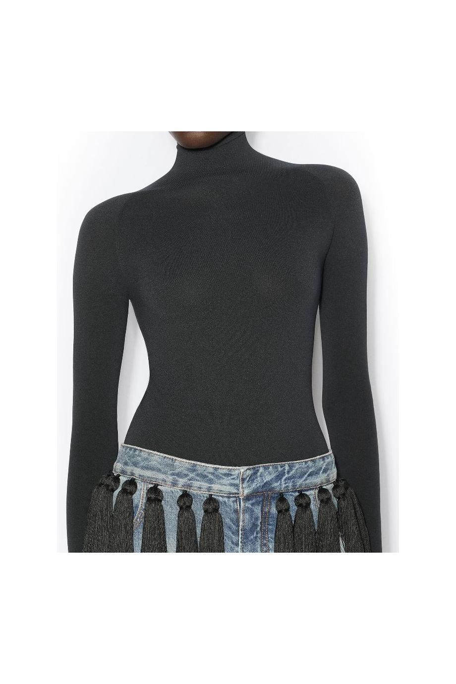 Tasseled denim pants in blue