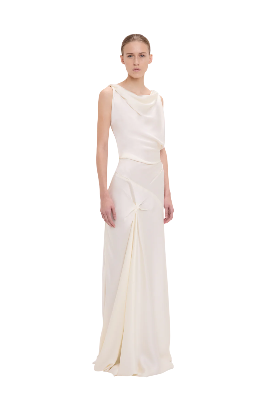 Textured-satin midi dress in blossom