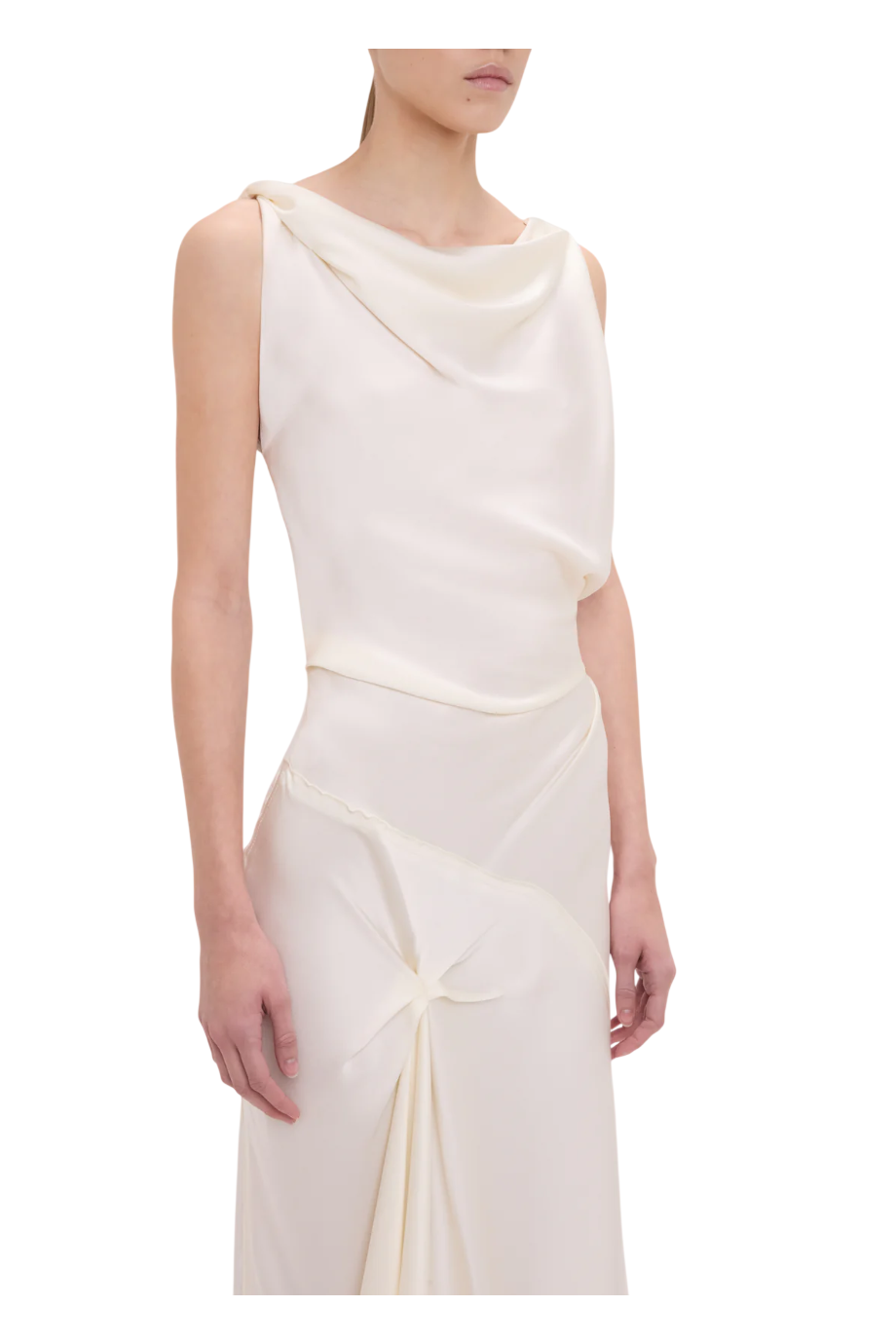 Textured-satin midi dress in blossom