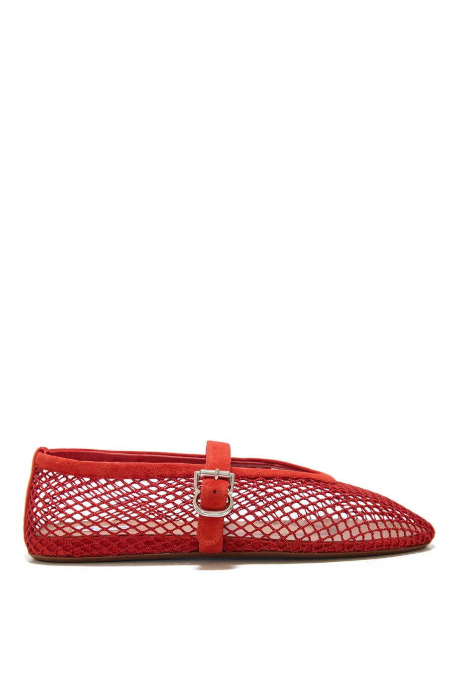 Le Ballerine fishnet suede flats in black