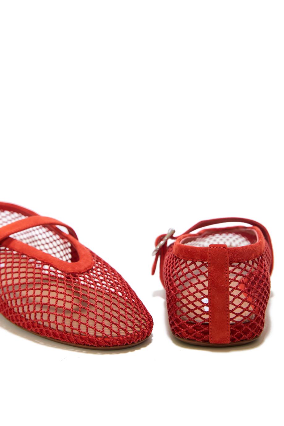 Le Ballerine fishnet suede flats in black