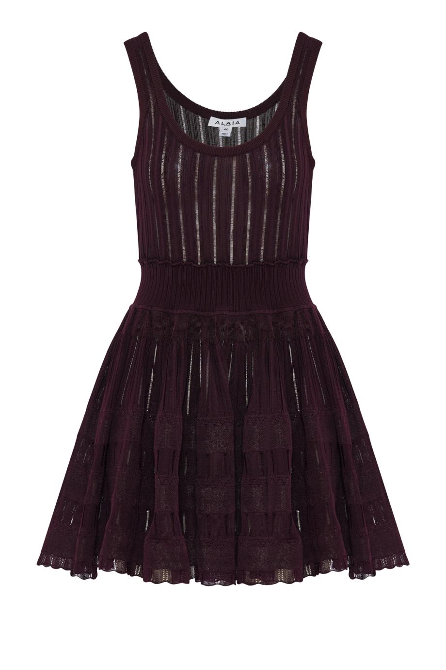 Pleated crinoline mini dress in bordeaux