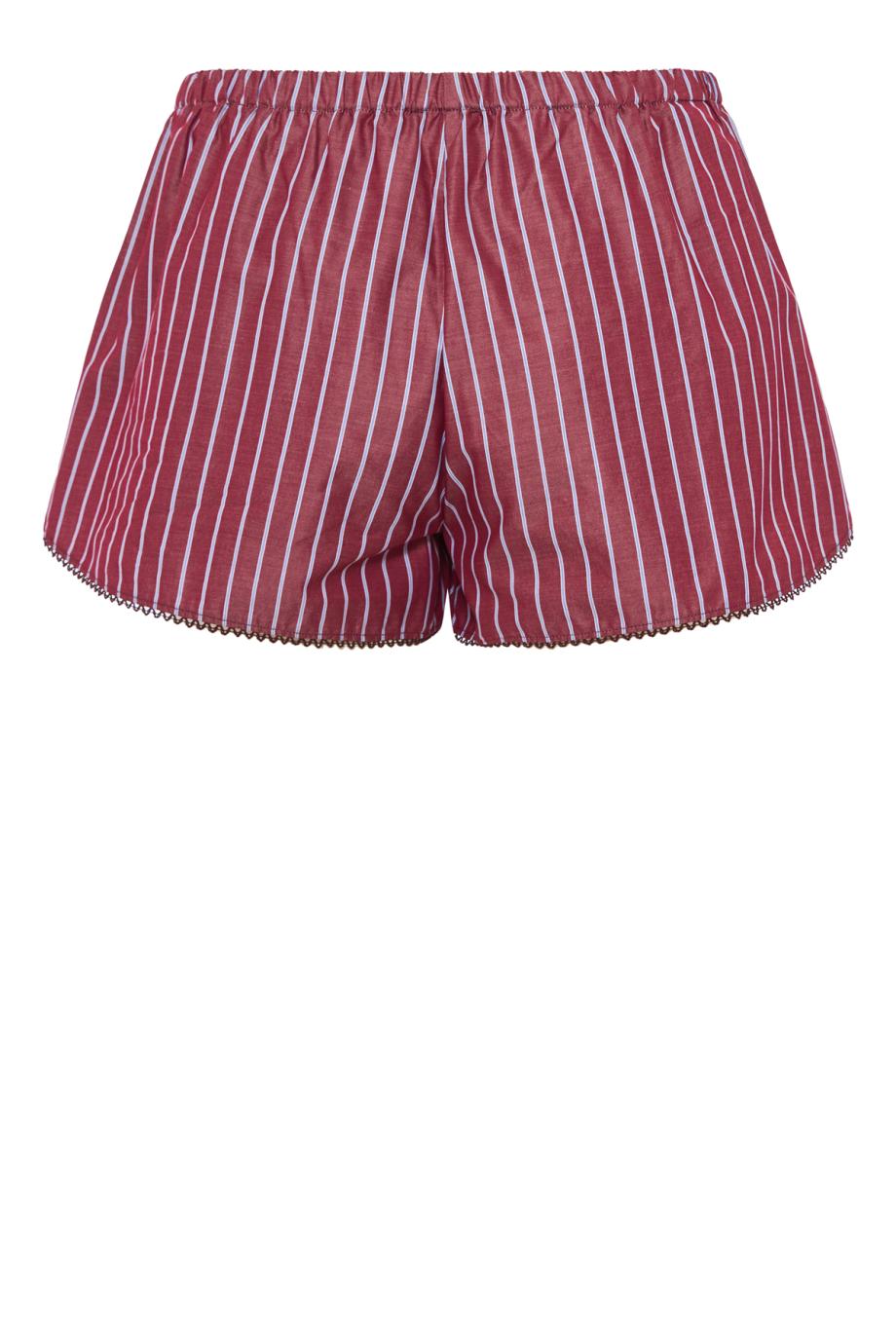 Arabella striped cotton shorts in rouge noir