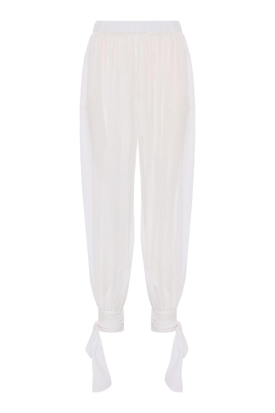 Noor silk-blend tie-up pants in white
