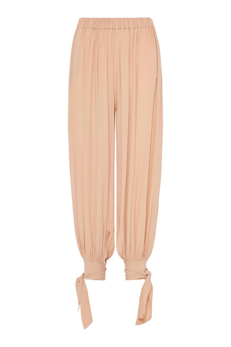Noor silk-blend tie-up pants in peach