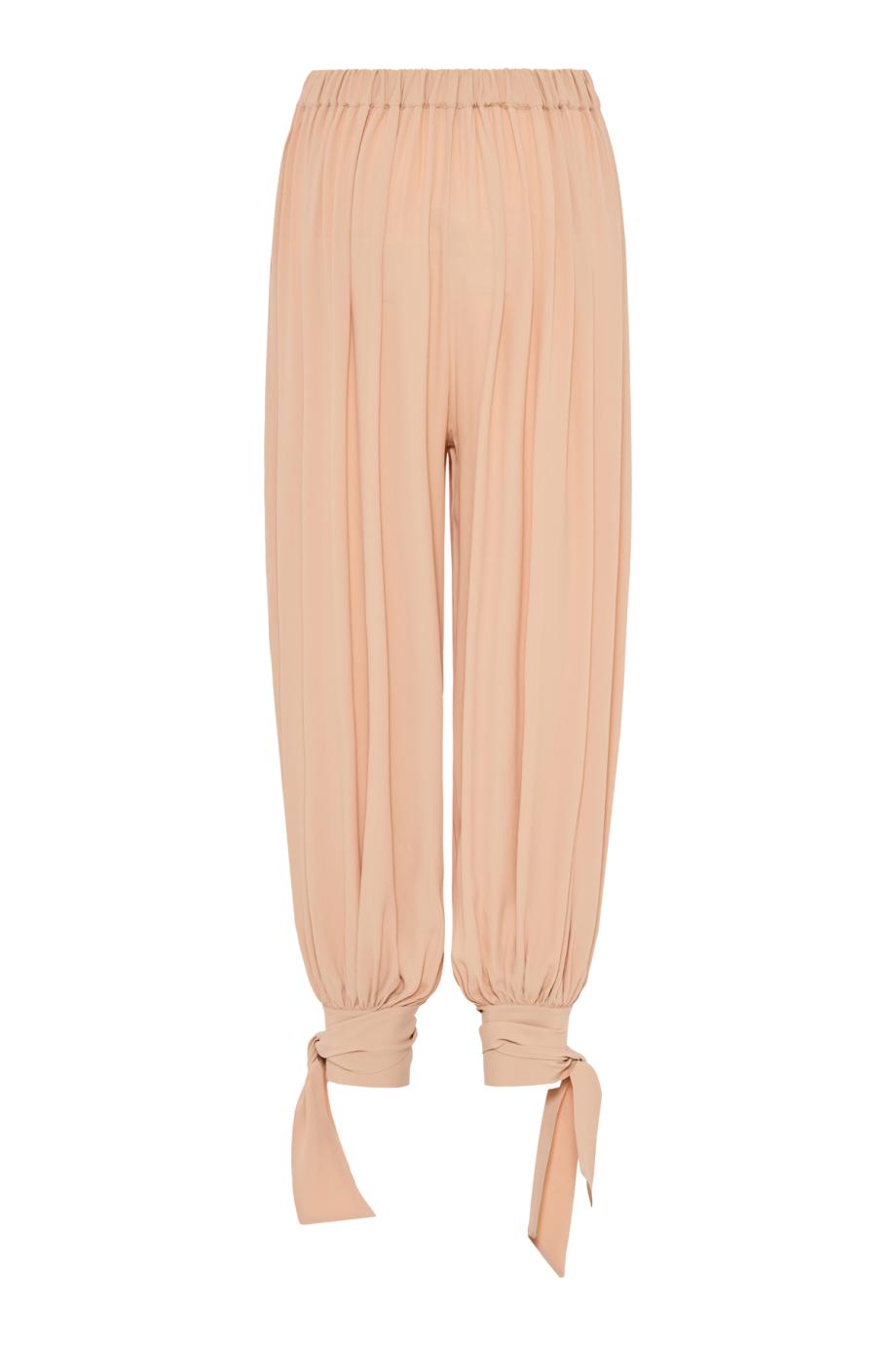 Noor silk-blend tie-up pants in peach