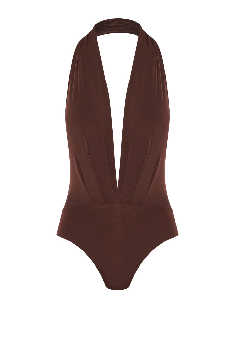 Zendaya crepe bodysuit in brown