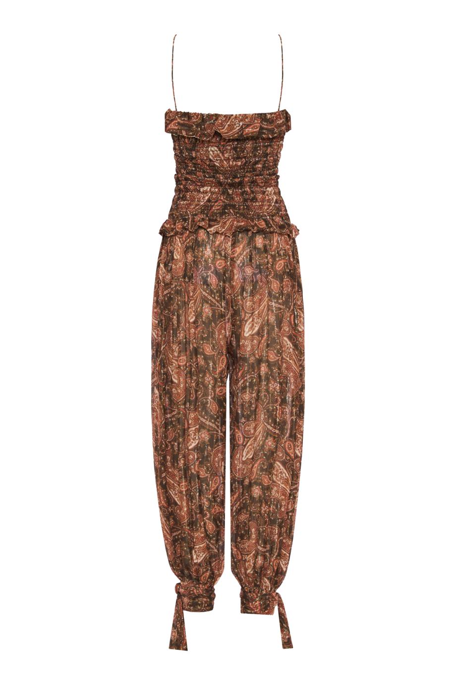 Noor smocked jumpsuit in paisley