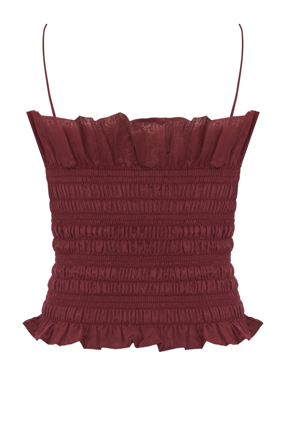 Suri smocked cotton top in rouge noir