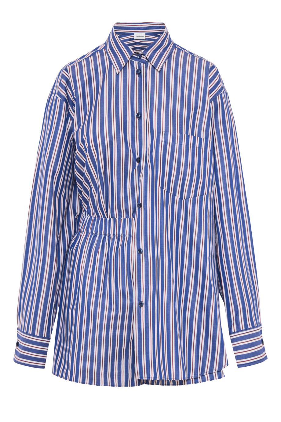 Georgiana striped cotton shirt and shorts in rouge noir